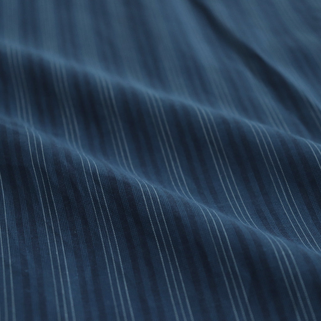 ORGANIC COTTON LOAN STRIPE OPEN COLLAR SHIRT #BLUE×NAVY [A24A-17SH02C]