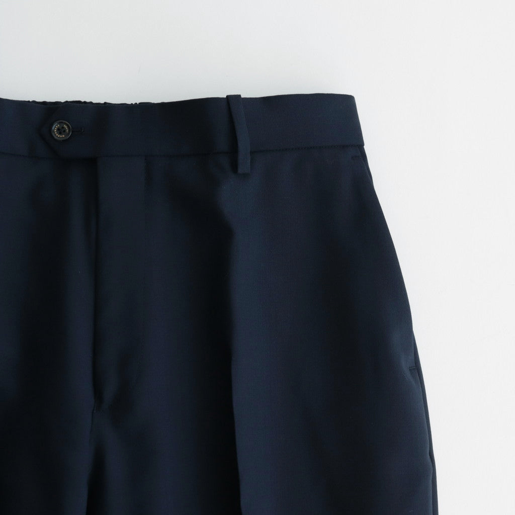 ORGANIC WOOL TROPICAL FLAT FRONT FLAIR TROUSERS #NAVY [A24A-08PT03C]