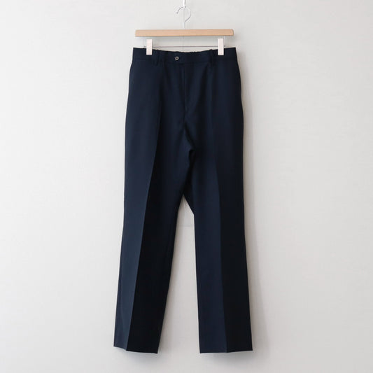 ORGANIC WOOL TROPICAL FLAT FRONT FLAIR TROUSERS #NAVY [A24A-08PT03C]