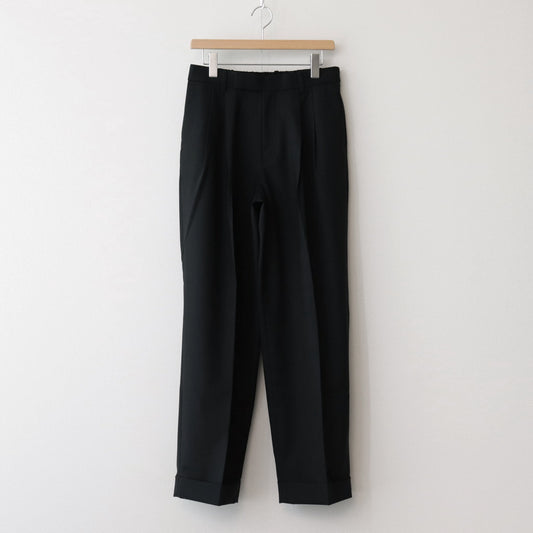 ORGANIC WOOL TROPICAL DOUBLE PLEATED CLASSIC WIDE TROUSERS #BLACK [A24A-08PT01C]