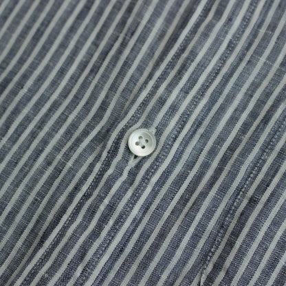 Grandad Collar Stripe Shirt #Navy Stripe [6041-1102]