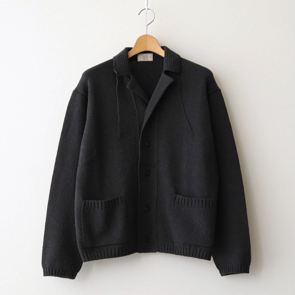 Cotton Fancy Yarn Crochet Collar Knit Jacket #Charcoal [NEP-SS2628