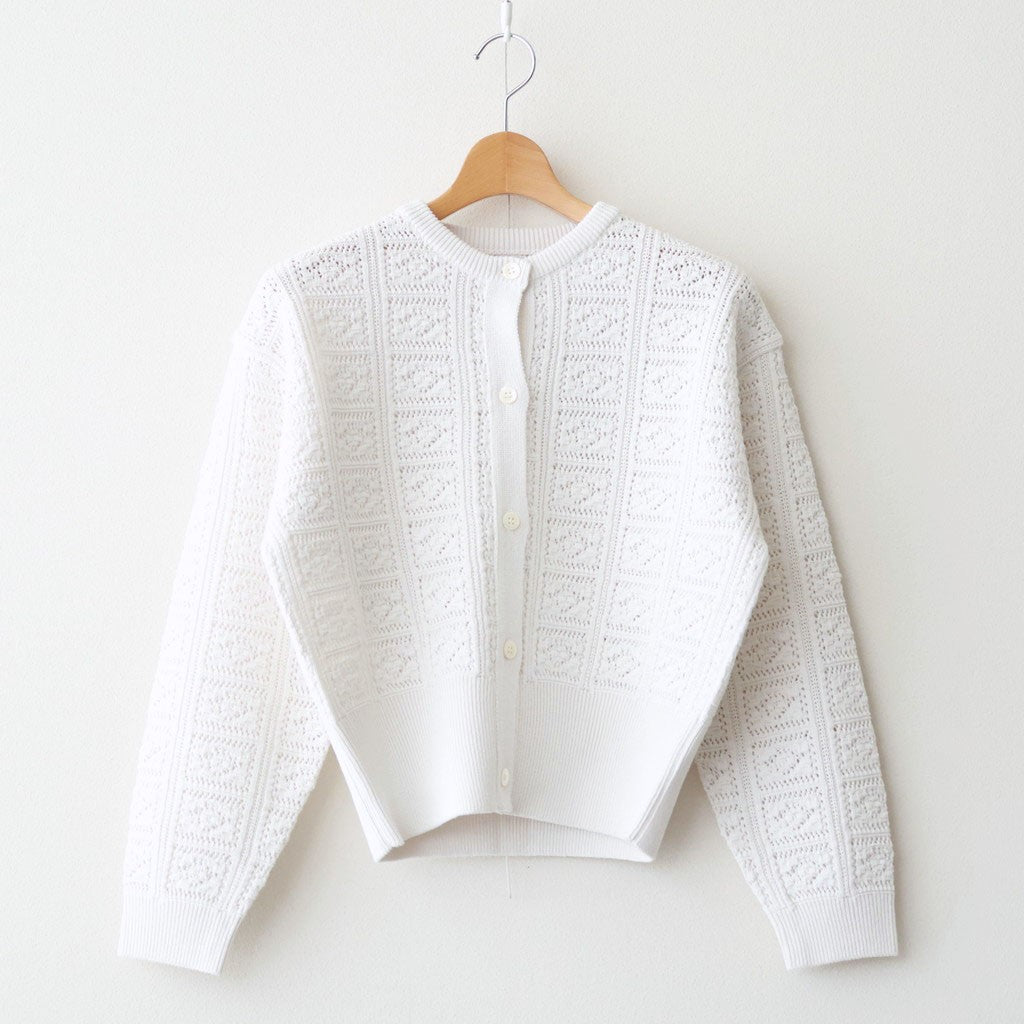 【新品未使用】BATONER 23SS コットンホワイトカーディガン　サイズ3 GRASSY LACE CREW NECK CARDIGAN #WHITE [BN-26SL-029] - Diffusion