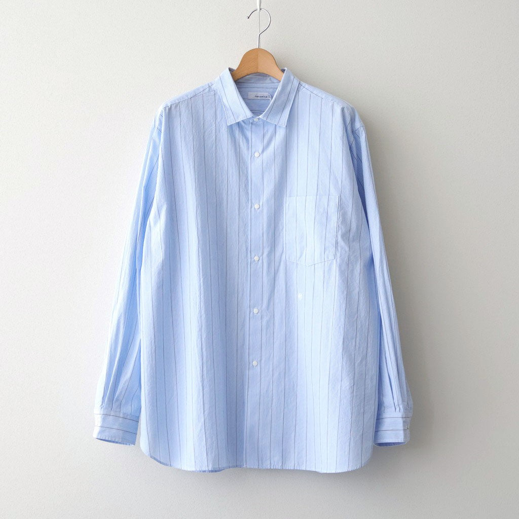Regular Collar Stripe Wind Shirt #Sax [S26SG086] - Diffusion 三重