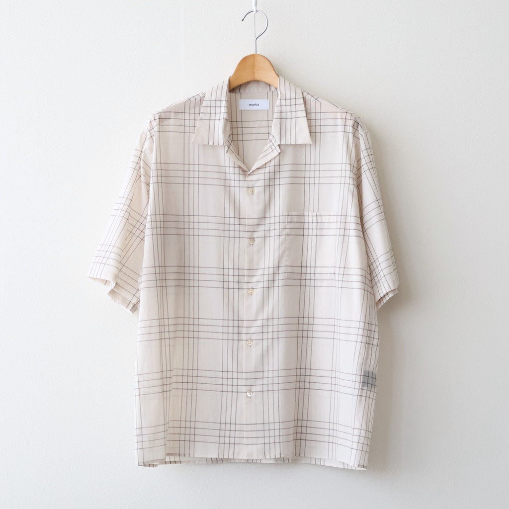 OPEN COLLAR S/S SHIRT #IVORY CHECK [M26A18SH02B] - Diffusion 三重