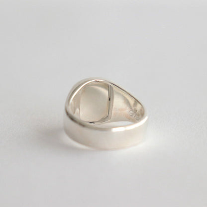 NADALL SQUARE SIGNET RING / STAMPED #SILVER/WHITE FINISH [OJ-AC10]