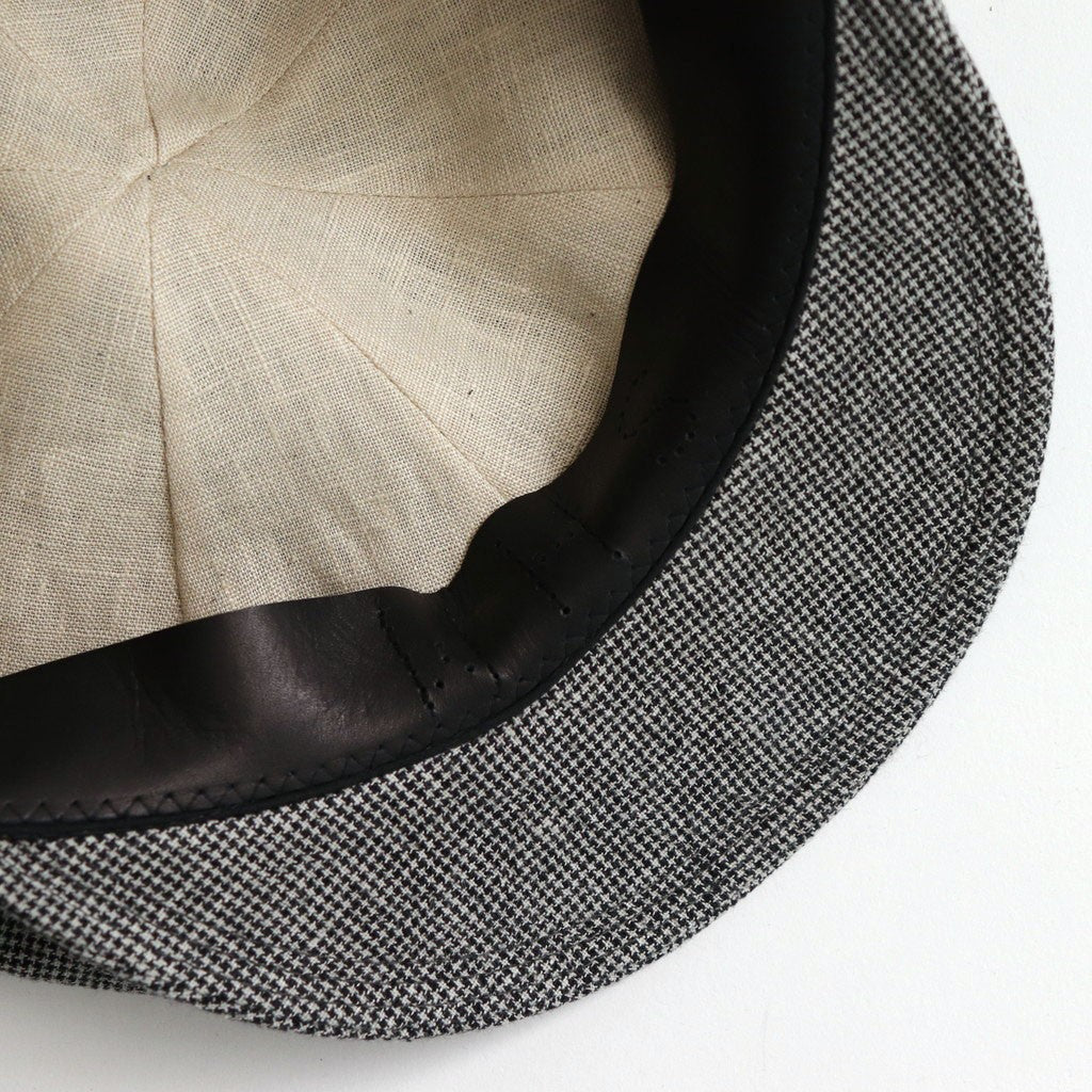 LINEN HOUNDSTOOTH CASQUETTE-OLDBOY #IVORY [Y01002]