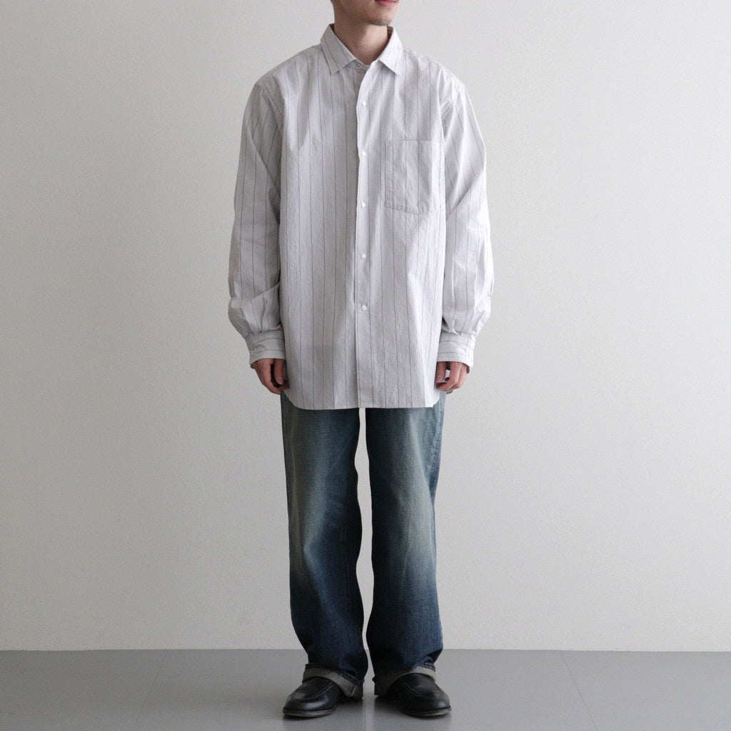 Regular Collar Stripe Wind Shirt #Gray [S26SG086]