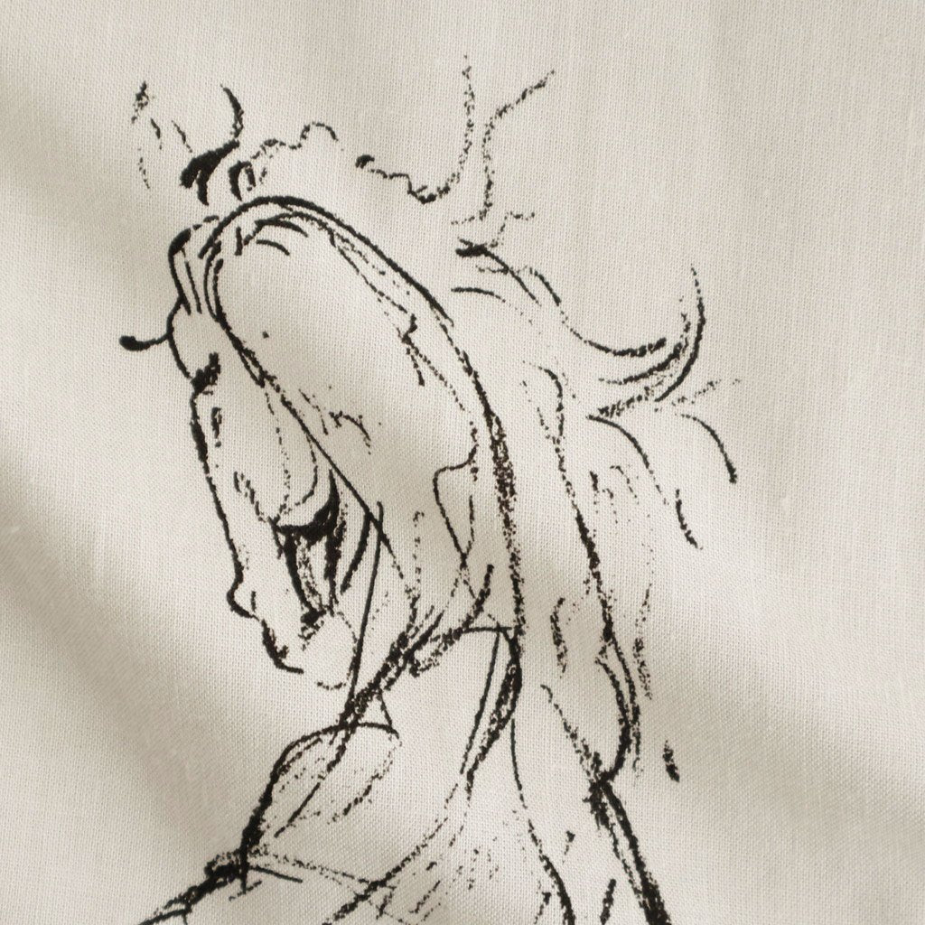 ORIGINAL PRINTED OPEN COLLAR SHIRTS (ANIMAL DRAWING) Short-sleeve #IVORY [261OJ-SH22]