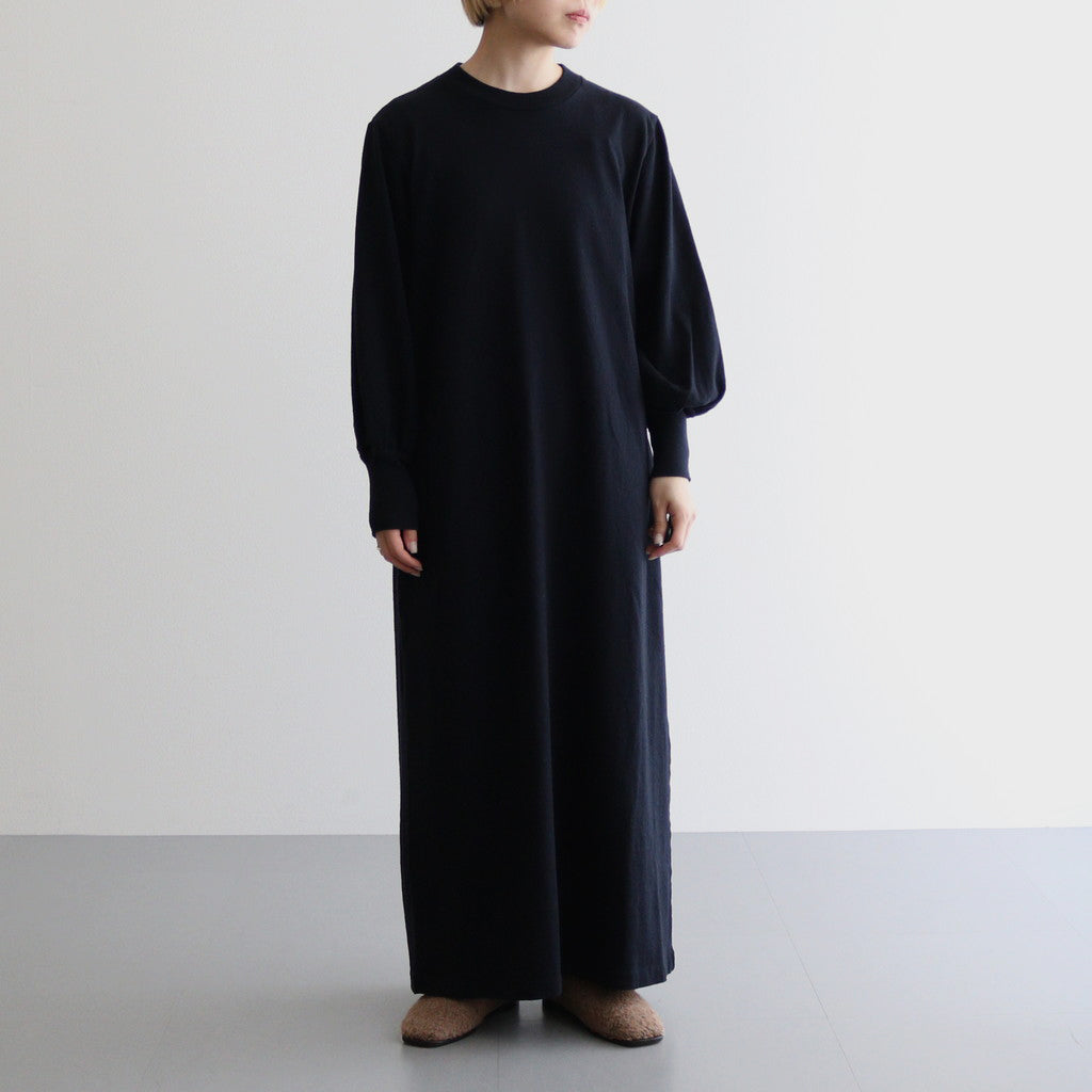 Co/Silk Nep Volume Sleeve Dress #BlackNavy [BHSW24F11]