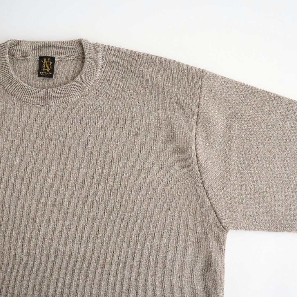 SOLID WOOL SMOOTH CREW NECK #IVORY×BEIGE [BN-26FM-056]