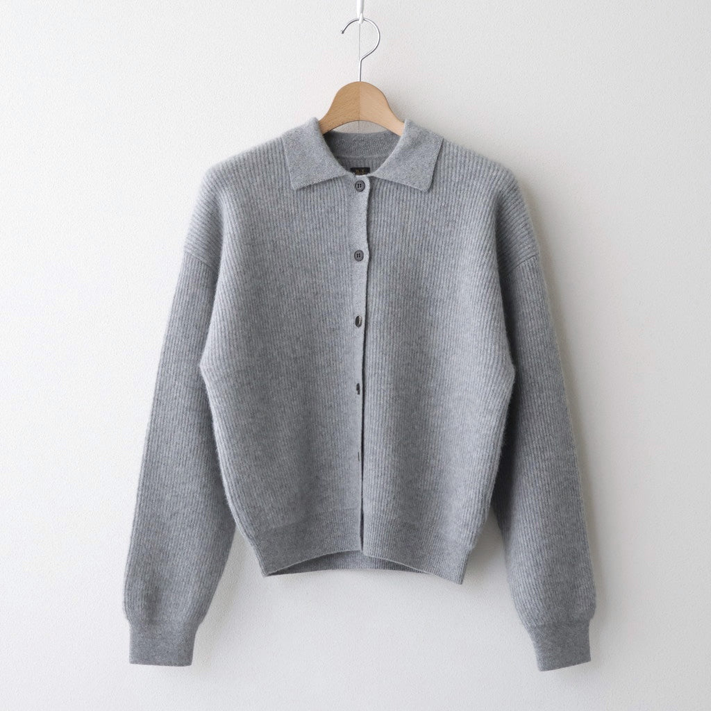 CASHMERE FOX POLO CARDIGAN #GRAY [BN-25FL-044]