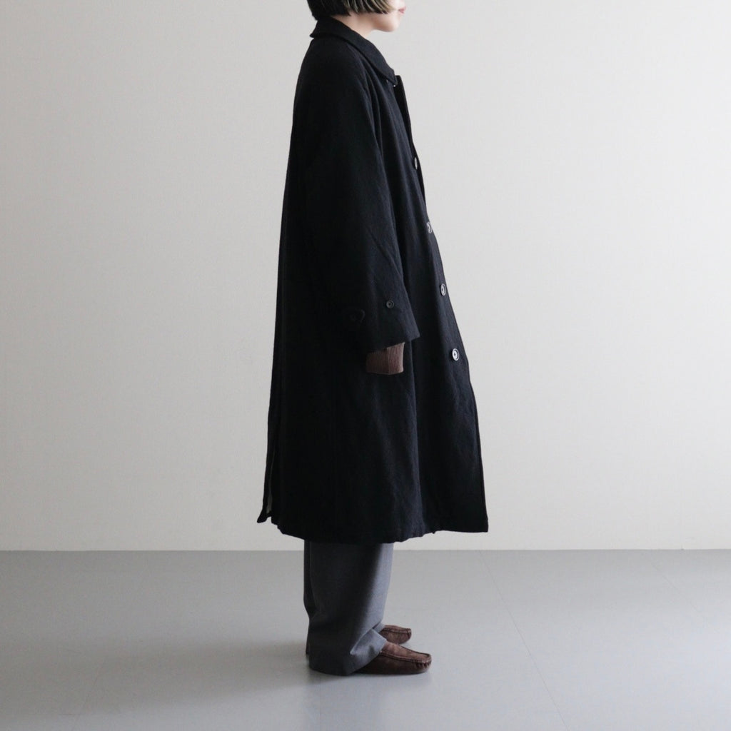 Classic Wool Balmacaan Coat #BlackNavy [BHS25F009]