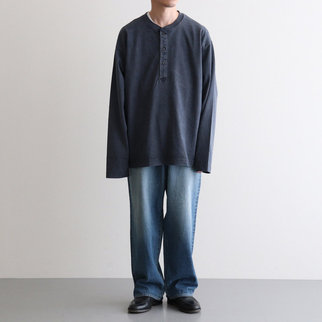 OPEN END COTTON PIGMENT DYE HENRY NECK P/O #120 NAVY [17052 66024]