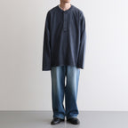 OPEN END COTTON PIGMENT DYE HENRY NECK P/O #120 NAVY [17052 66024]