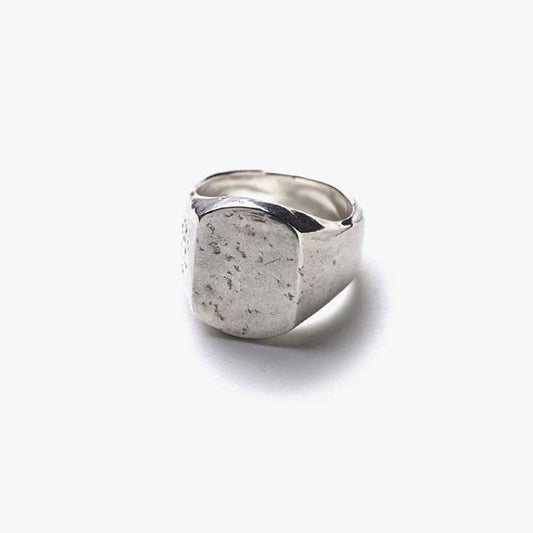 NADALL SQUARE SIGNET RING / HAMMERED #SILVER/WHITE FINISH [OJ-AC01]