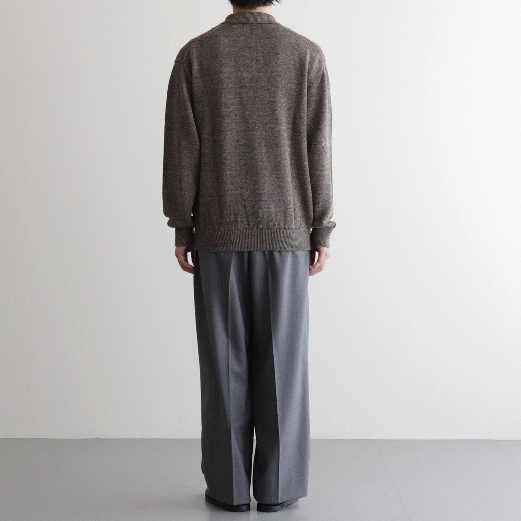 WASHED HIGH COUNT LINEN POLO #BROWN [BN-26SM-022]
