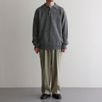 WASHED HIGH COUNT LINEN POLO #GRAY [BN-25SM-023]