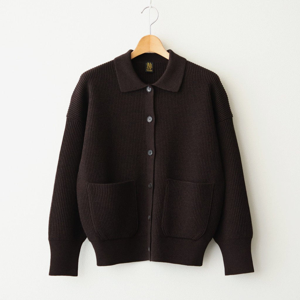 SOLID WOOL RIB POLO CARDIGAN #ROSEWOOD [BN-26FL-032]