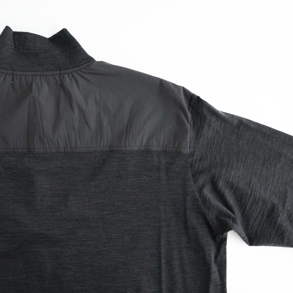 Light Merino Wool Half Zip Sweater #Charcoal Grey [6061-1202]
