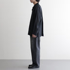 COMFORT FIT OPEN COLLAR SHIRT #BLACK [A26A22SH02C]