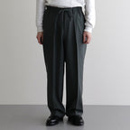 ORGANIC WOOL 2/80 TROPICAL CLASSIC FIT EASY PANTS #OLIVE [A24A-14PT01C]