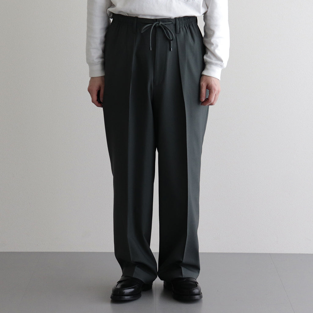 ORGANIC WOOL 2/80 TROPICAL CLASSIC FIT EASY PANTS #OLIVE [A24A-14PT01C]