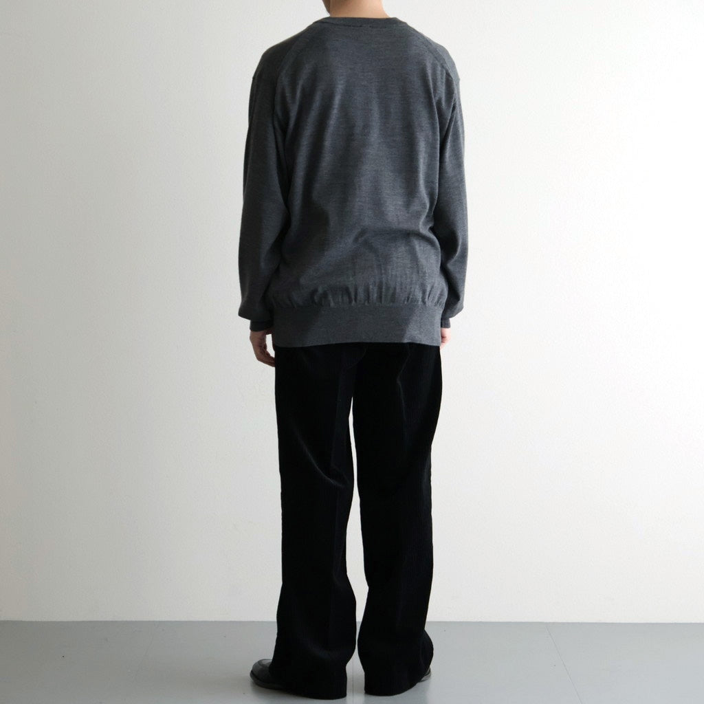 MIXED-WALE CORDUROY NOTUCK SLACKS #BLACK [26W-BIS-PT15]