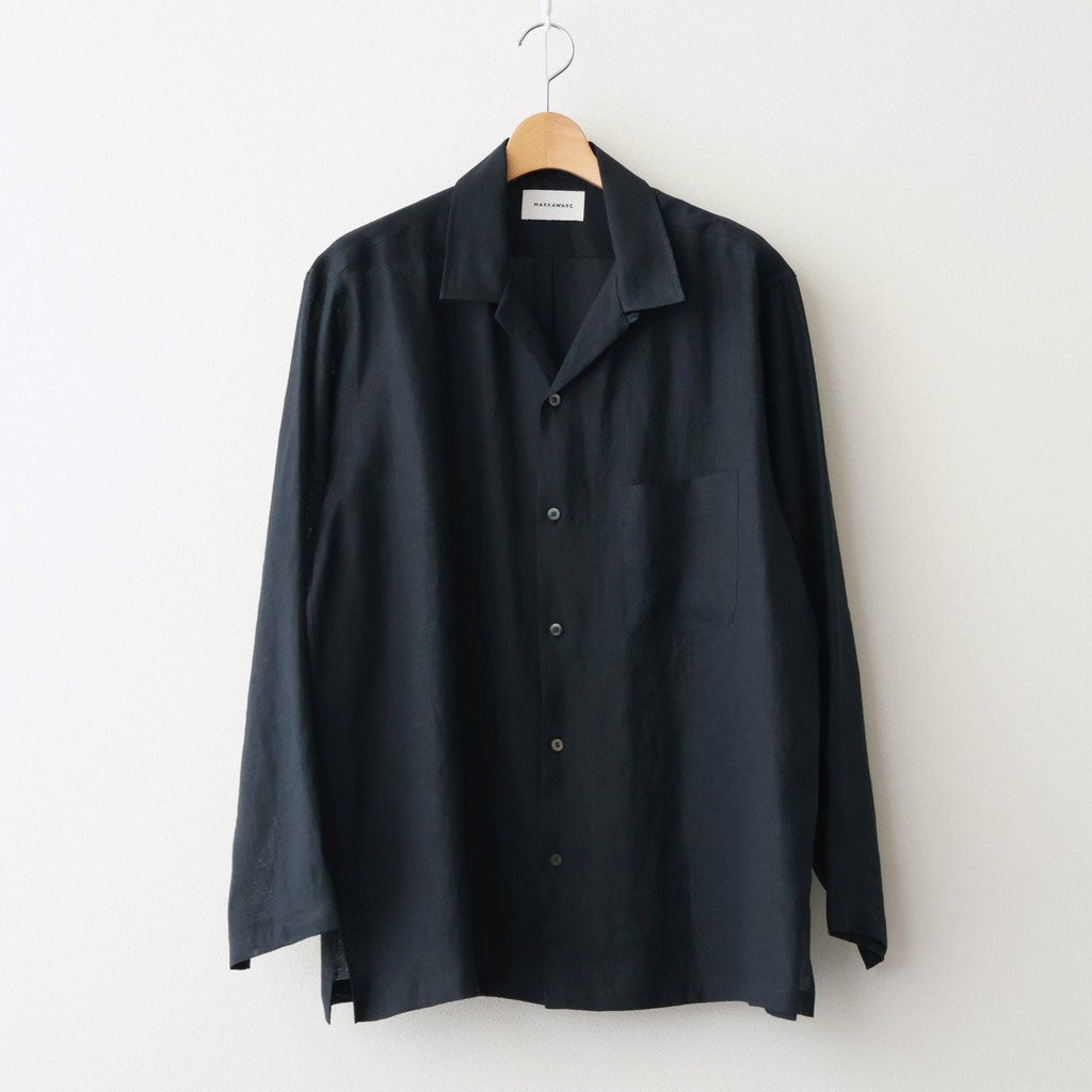 COMFORT FIT OPEN COLLAR SHIRT #BLACK [A26A22SH02C]