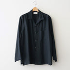 COMFORT FIT OPEN COLLAR SHIRT #BLACK [A26A22SH02C]