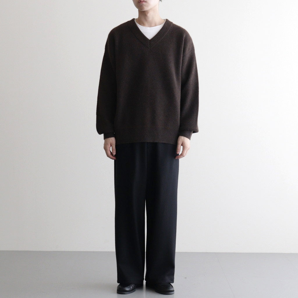 Yak Washi V-neck #Brown×Navy [NEP-AW2518UNI]