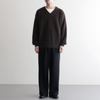 Yak Washi V-neck #Brown×Navy [NEP-AW2518UNI]