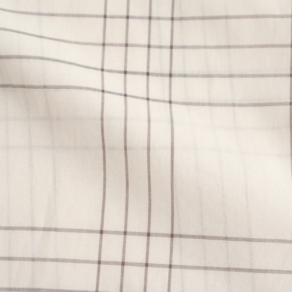 OPEN COLLAR S/S SHIRT #IVORY CHECK [M26A18SH02B]