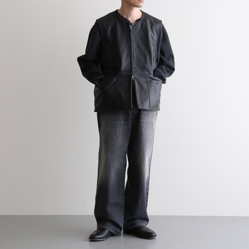 WORK VEST #BLACK [V-09-C-COW-4]