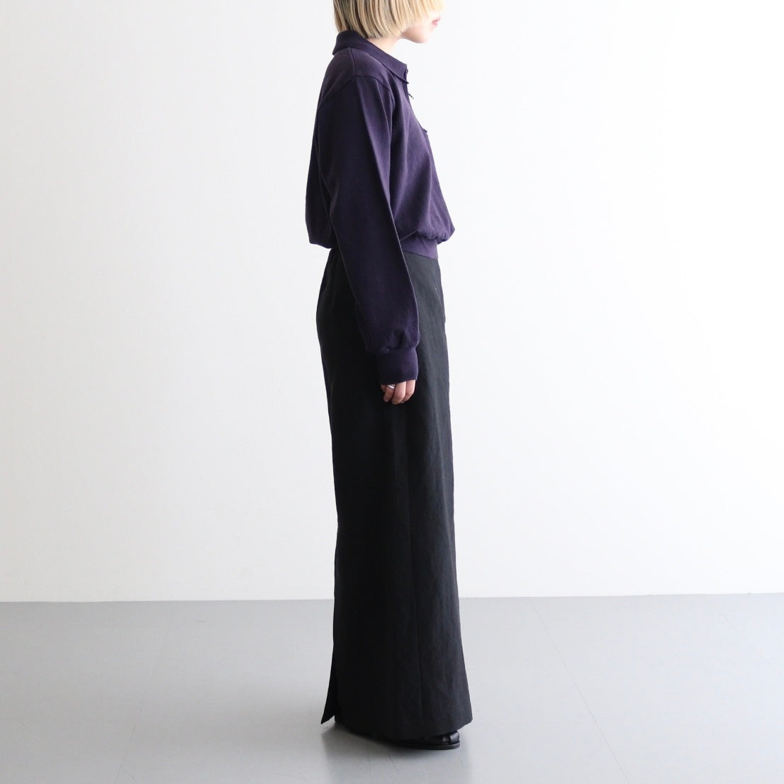 Co/Silk Nep Harf-Zip Shirt #DarkPurple [BHS25S037]