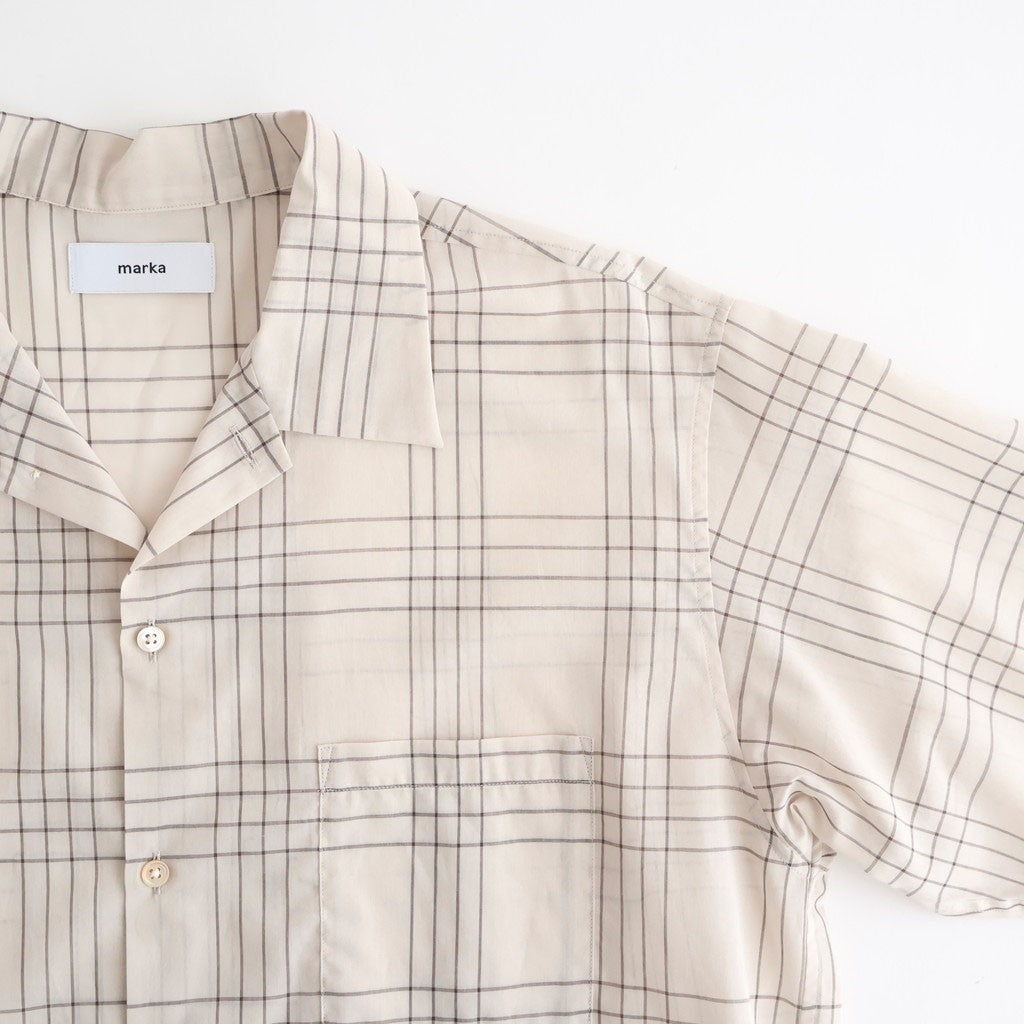 OPEN COLLAR S/S SHIRT #IVORY CHECK [M26A18SH02B]