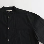 CHAMBRAY STAND COLLAR CUFFLESS SHIRT #BLACK [BHS23F018]