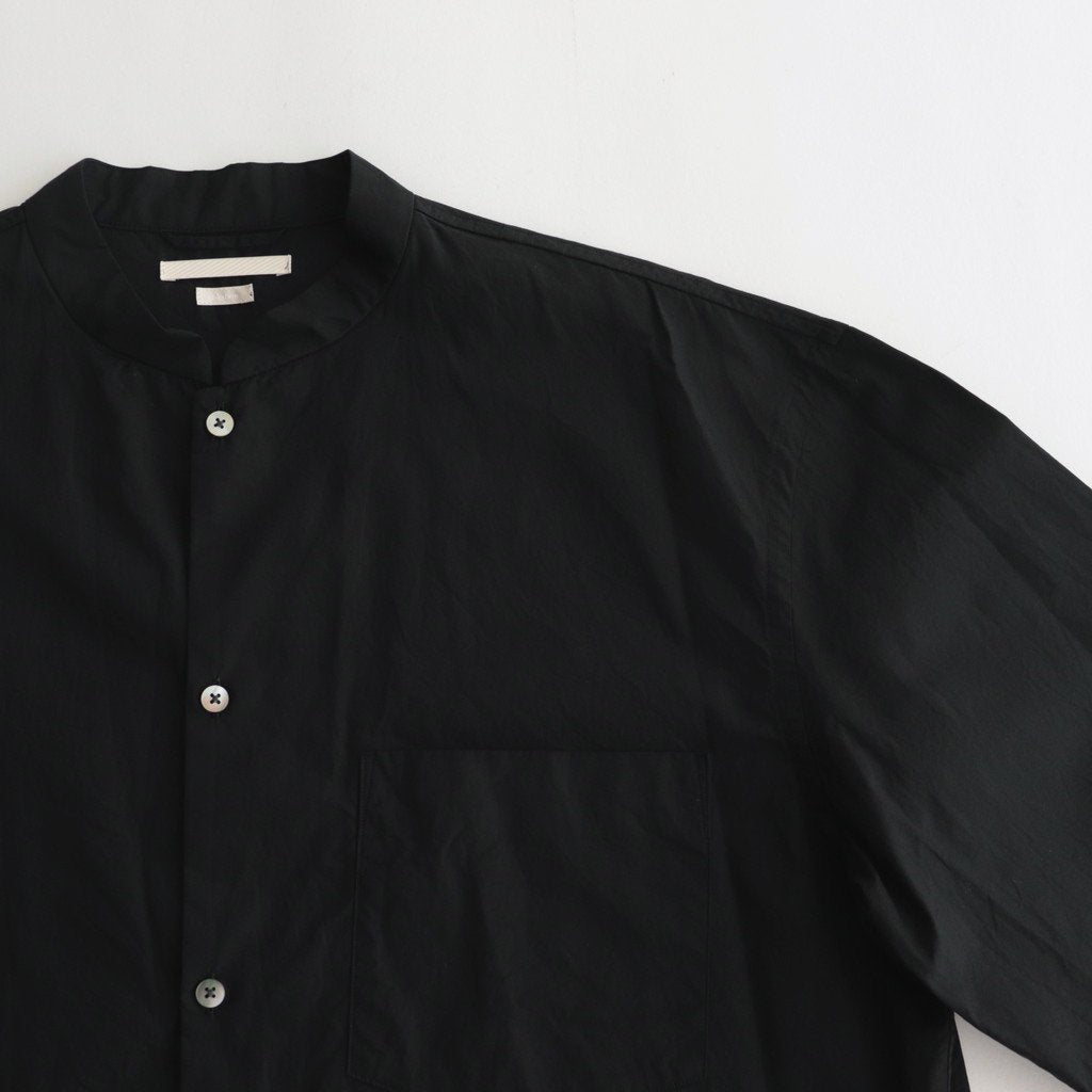 CHAMBRAY STAND COLLAR CUFFLESS SHIRT #BLACK [BHS23F018]
