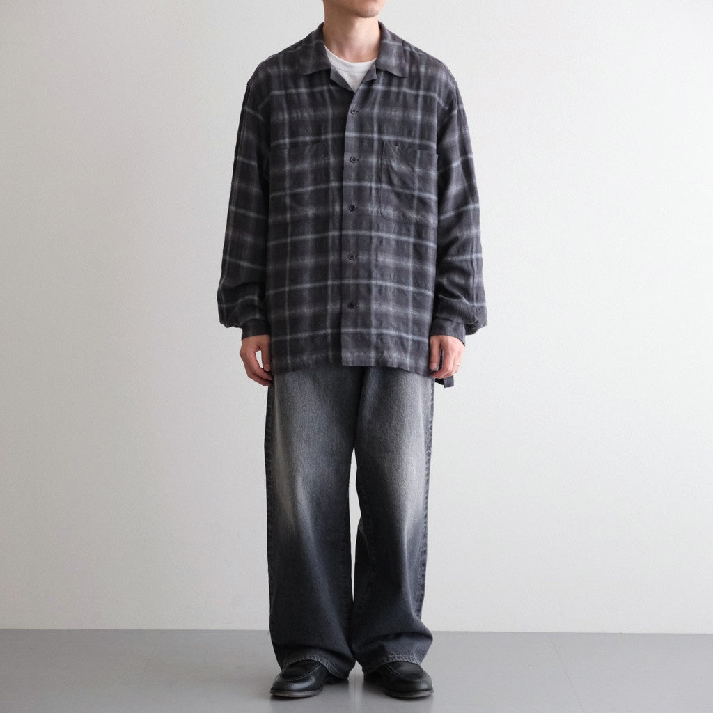 BRUSHED RAYON CHECK OPEN/C SH #021 GREY CHECK [17052 50062]
