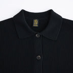 SOLID WOOL RIB POLO CARDIGAN #BLACK [BN-26FL-032]