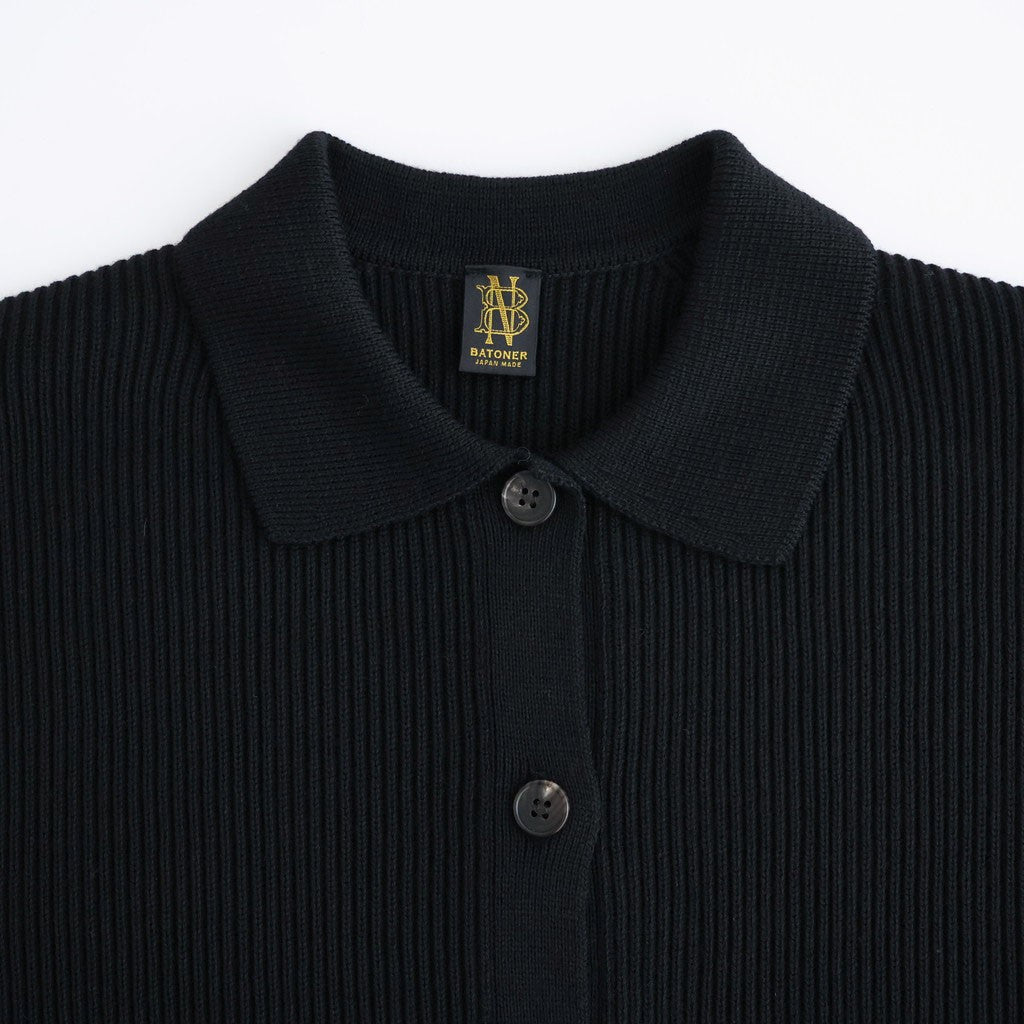 SOLID WOOL RIB POLO CARDIGAN #BLACK [BN-26FL-032]