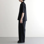 FLY FRONT OPEN COLLAR S/S SHIRT #CHAMBRAY BLACK [M26A11SH02B]