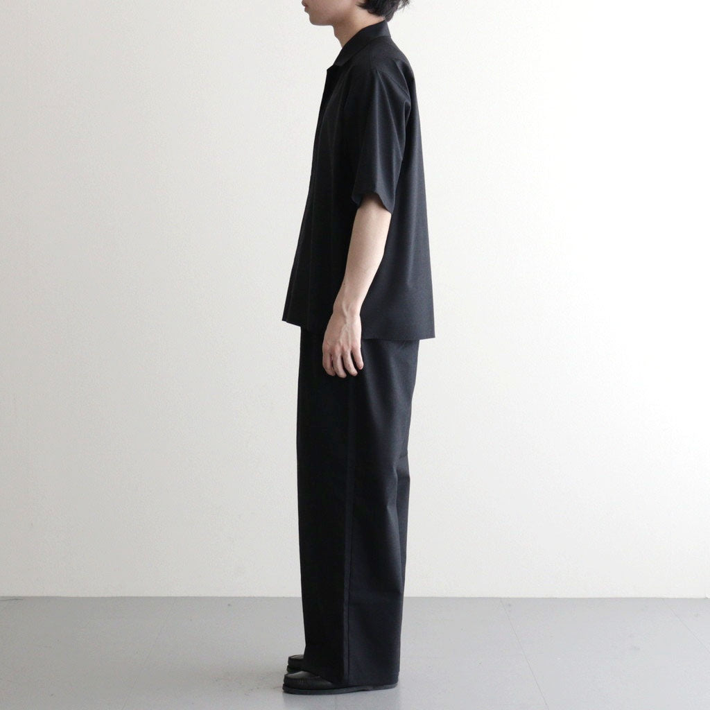 FLY FRONT OPEN COLLAR S/S SHIRT #CHAMBRAY BLACK [M26A11SH02B]