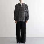 DOUBLE POCKET OPEN COLLAR L/S SHIRT #GRAY CHECK [M25C22SH02C]