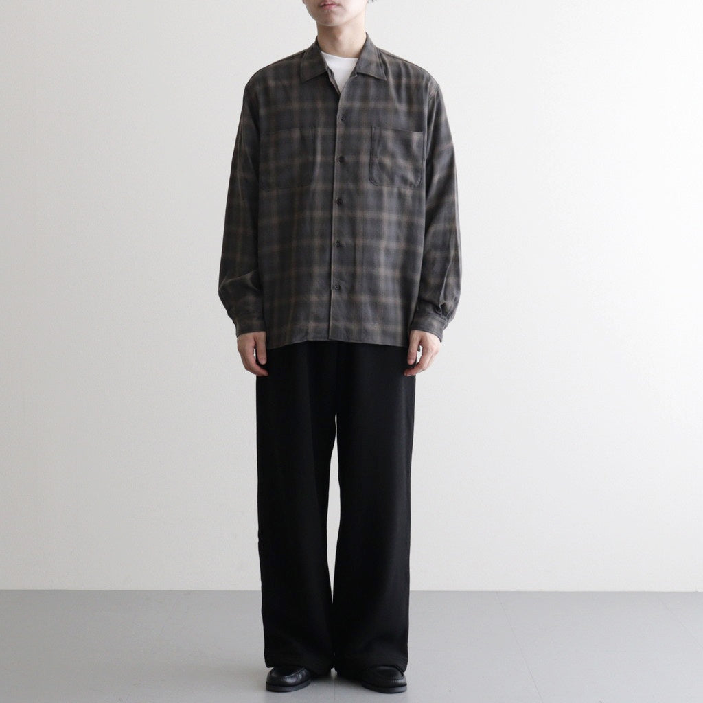 DOUBLE POCKET OPEN COLLAR L/S SHIRT #GRAY CHECK [M25C22SH02C]