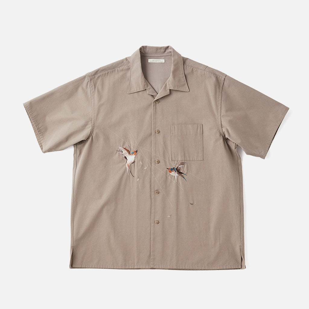 SILK NEP CLOTH SOUVENIR SHIRTS (Short-sleeve) #CELADON [251OJ-SH14]