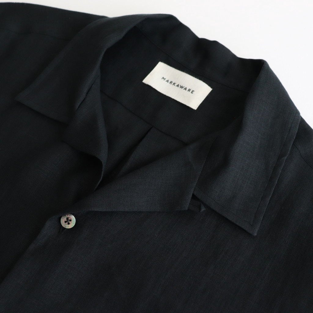 NEW OPEN COLLAR S/S SHIRT #BLACK [A25B05SH01B]