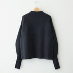 CASHMERE FOX FINGERHOLE BOAT NECK #CHARCOAL [BN-25FL-041]