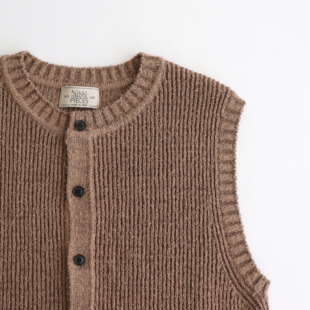 Cotton Snarl Yarn Knit Vest #BROWN [NEP-SS2533W]