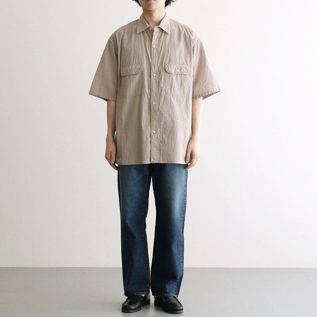Hard Twist Chambray Work Shirt S/S #Beige [bROOTS26S4]